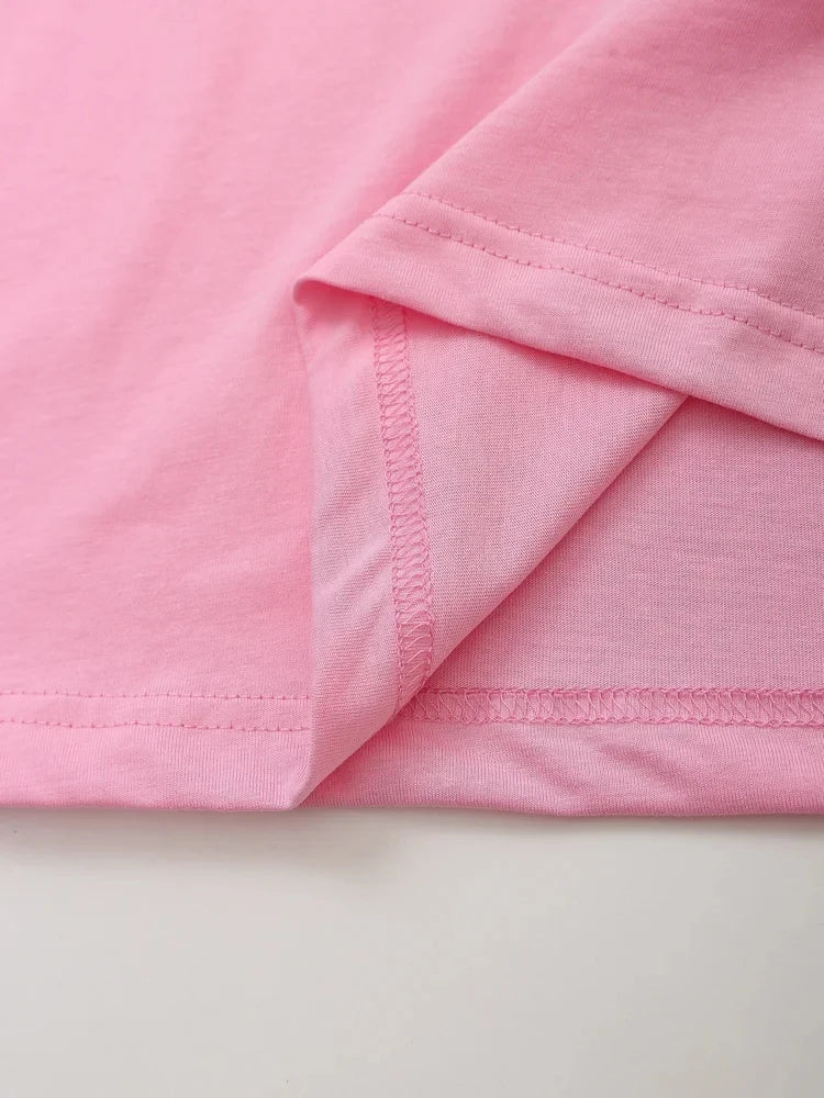 HH Summer Women Casual T Shirt Pant Sets Elegant Pink O Neck Short Sleeve T-Shirt + Drawstring Loose Trousers Spring Suit