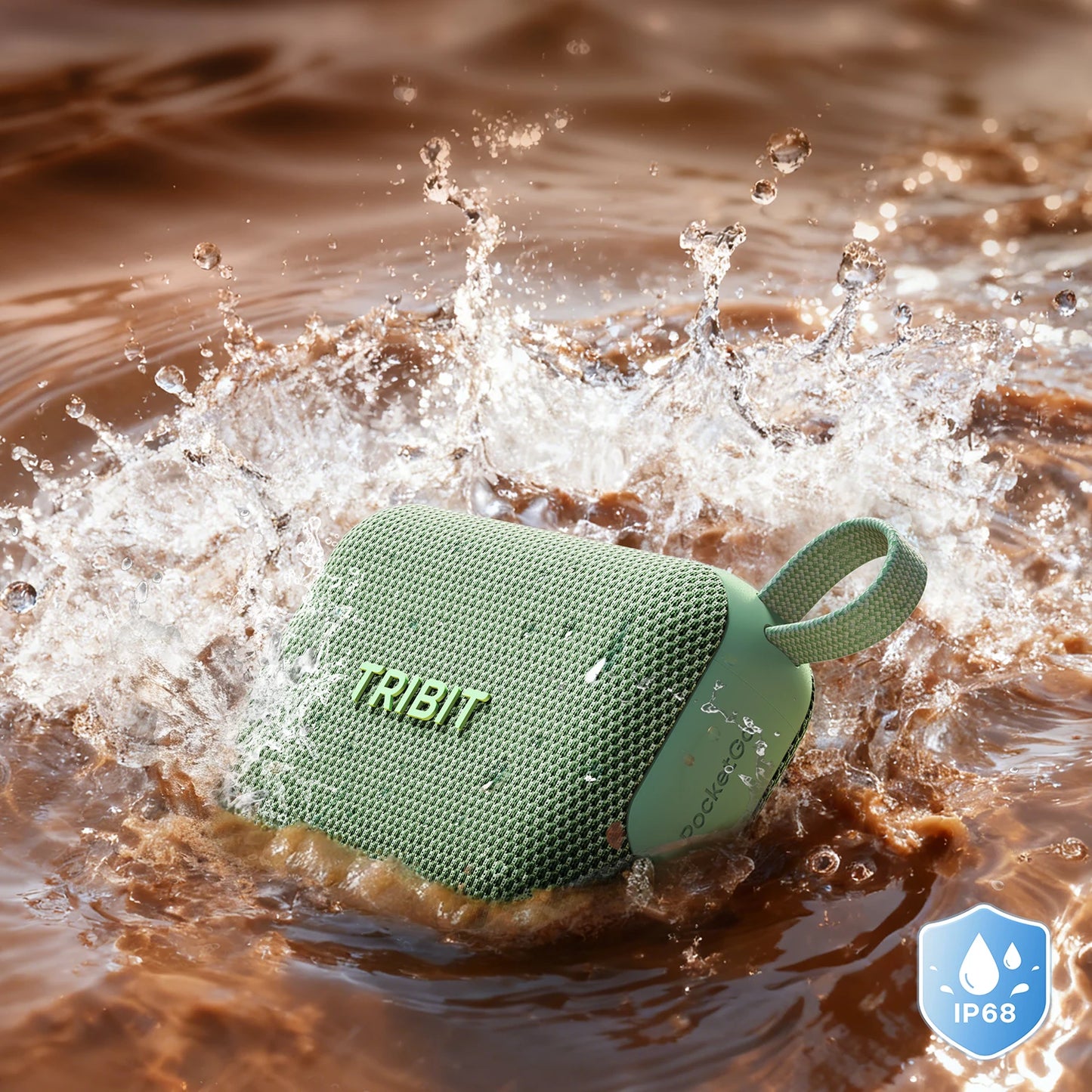 Tribit PocketGo Portable Bluetooth Speaker IP68 Waterproof BT6.0 Built-in Mic TWS APP EQ for Outdoor Pool Party Camping Travel