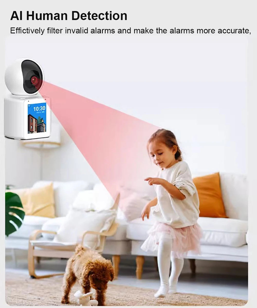 Security WIFI Camera with Screen Watch 1080P Two-way Audio Video Calling PTZ Home CCTV Surveillance Wi-Fi Baby Monitor Camera