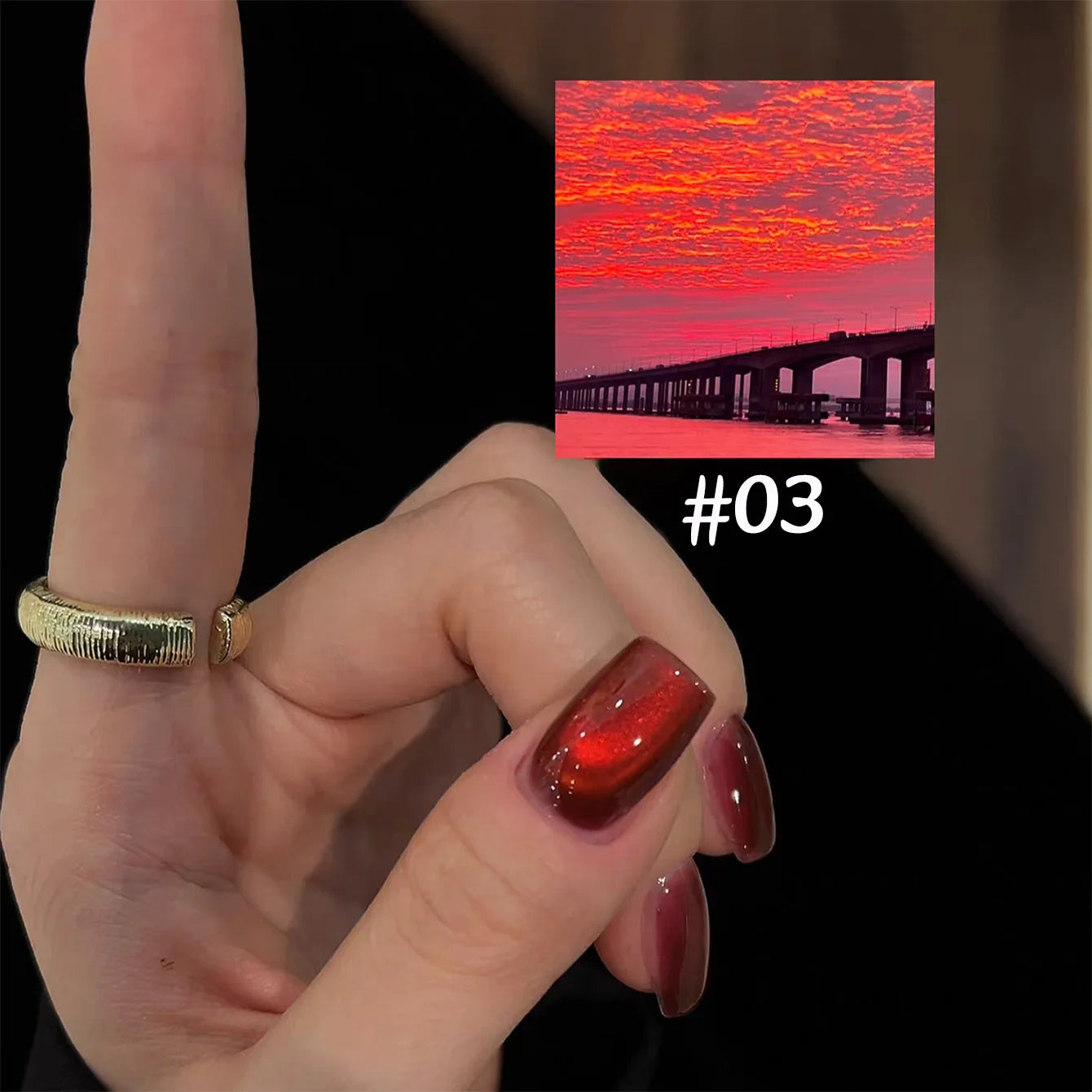 ZH 12ML 12-Color Christmas Red Nails Fiery Sunset Glass Bead Cat Eye Gel Nail Polish Fine Powder Cat Magnetic Gel Nail Salon