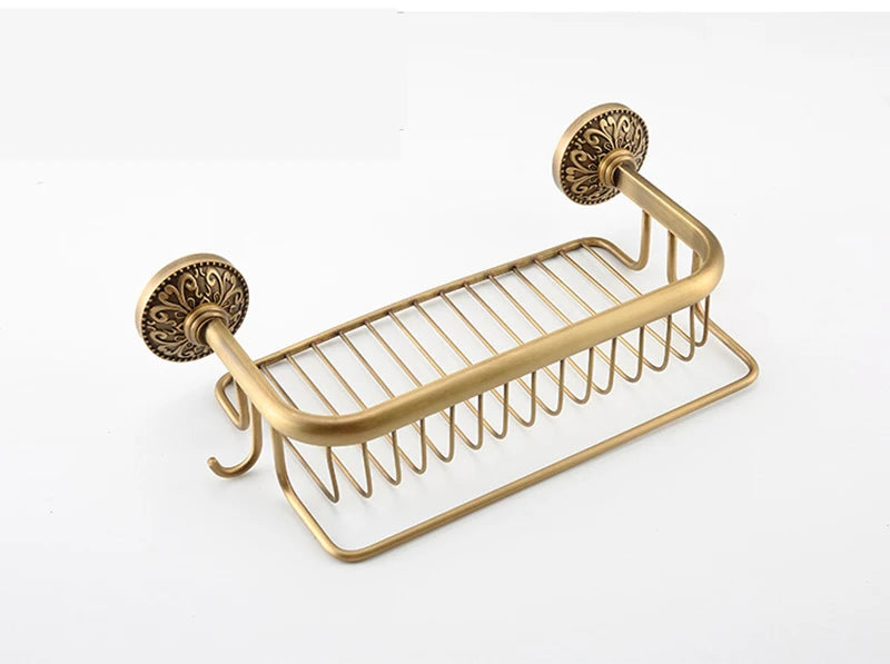 Antique Bronze Brass Wall Mounted Bathroom Soap Basket Bathroom Shower Shelf Shampoo Holder Shelves Storage Shelf Rack