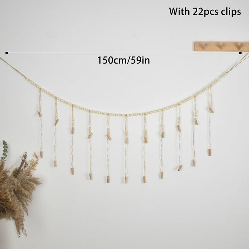 【xxx】Photo  Wall Hanging Decor Boho Home Decoration Wooden Beads Macrame Tapestry For Wall Hanging Room Decors Aesthetic Gift
