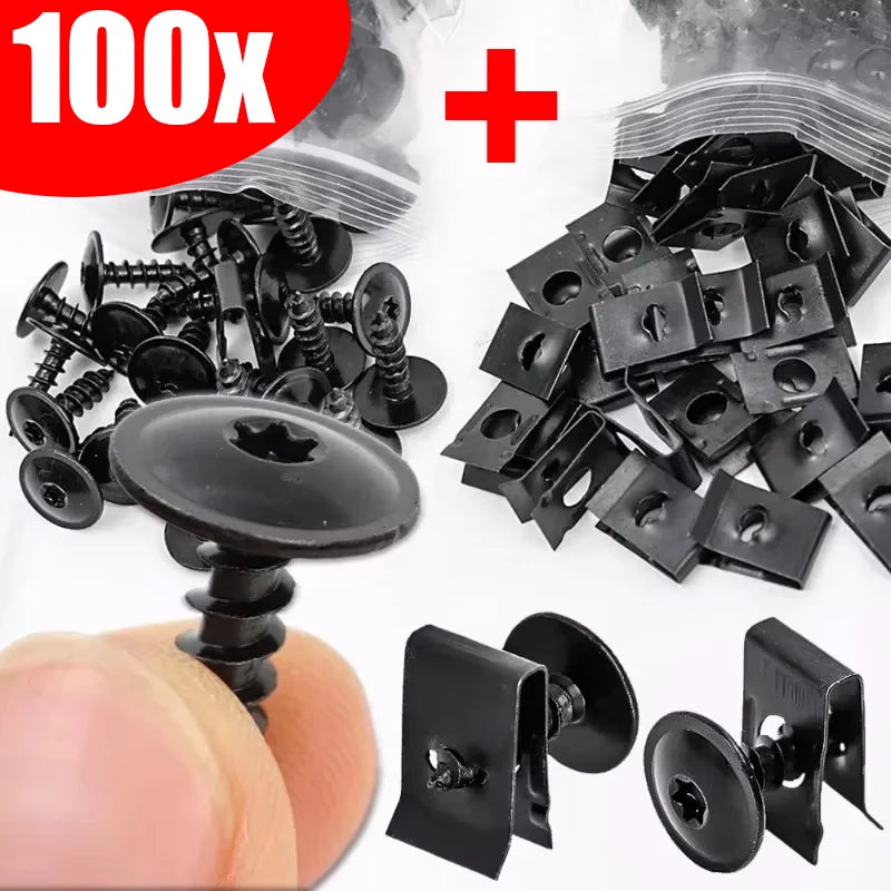 Car Self-tapping Screw Fasteners Auto Metal U-shaped Spacers Self-Tapping Screws Kit Car Motorcycle Modification Accessories