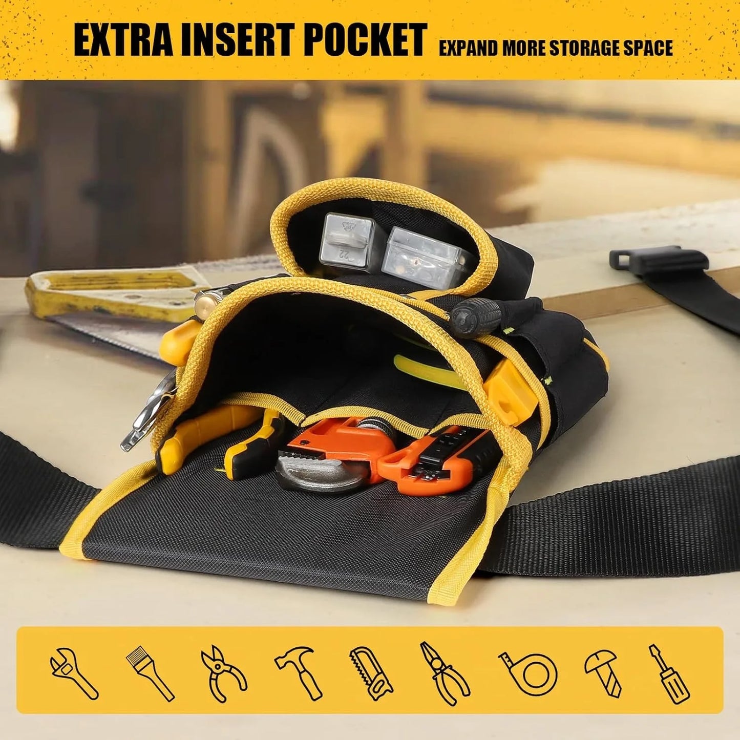 Tool Belt Bag Utility Belt Adjustable Pockets Tool Belts Detachable Work Pouch Bag Heavy Waist Apron Versatile Pouch