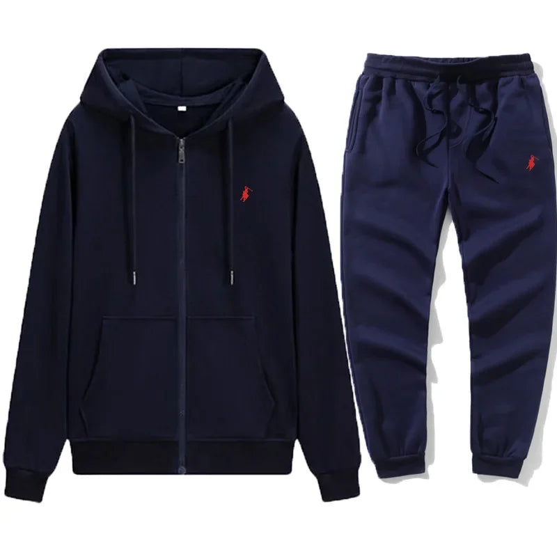 Men's classic hoodies and sport pants for autumn and winter, suitable for casual fitness, warmth and casual sportswear sets in a