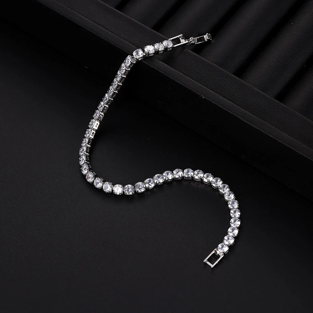 4mm Micro-inlaid Zircon Tennis Bracelet for Women 2025 New Men Bracelet Homme Jewelry Accessories Wholesale