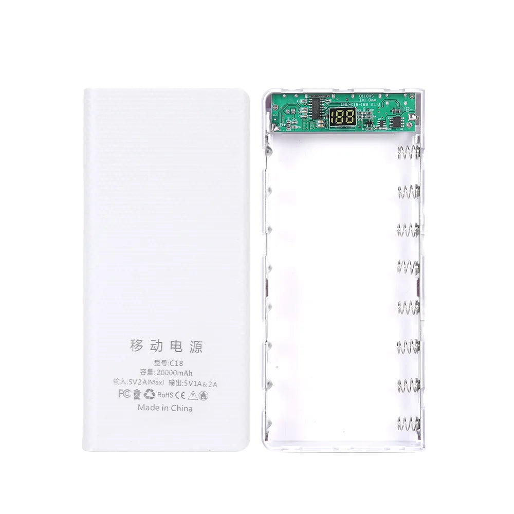 DIY 8*18650 Battery Power Bank Case Charge Storage Box 5V Dual USB Type C Battery Holder Box PD QC3.0 Fast Charge For SmartPhone