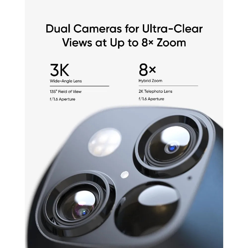 New 4K Dual Camera Solar Security Cameras Wireless Outdoor Cameras for Home Security 360°Coverage Pan & Tilt No Blind Spots