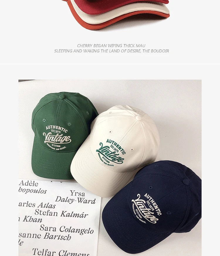 Korean Vintage Embroidered Baseball Caps Women Summer Outdoor Sunscreen Soft Top Hat Showing Face Small Casual Men's Hats