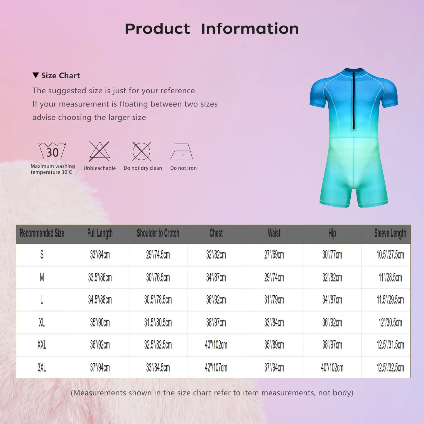 Men Gradient Bodysuit Rash Guard Swimwear Wetsuit Short Sleeve Zipper Bathing Suit Surfing Beach Pool Water Sports Wimsuit