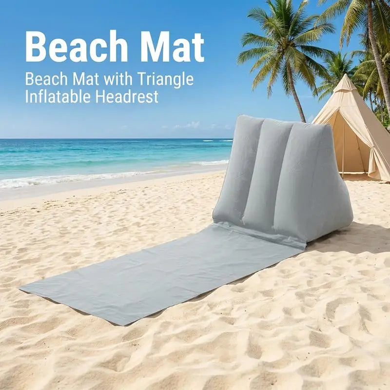 Inflatable Soft Beach Pillow Wedge Mat PVC Foldable Flocking Travel Portable Back Support Triangle Cushion Leisure Lounger