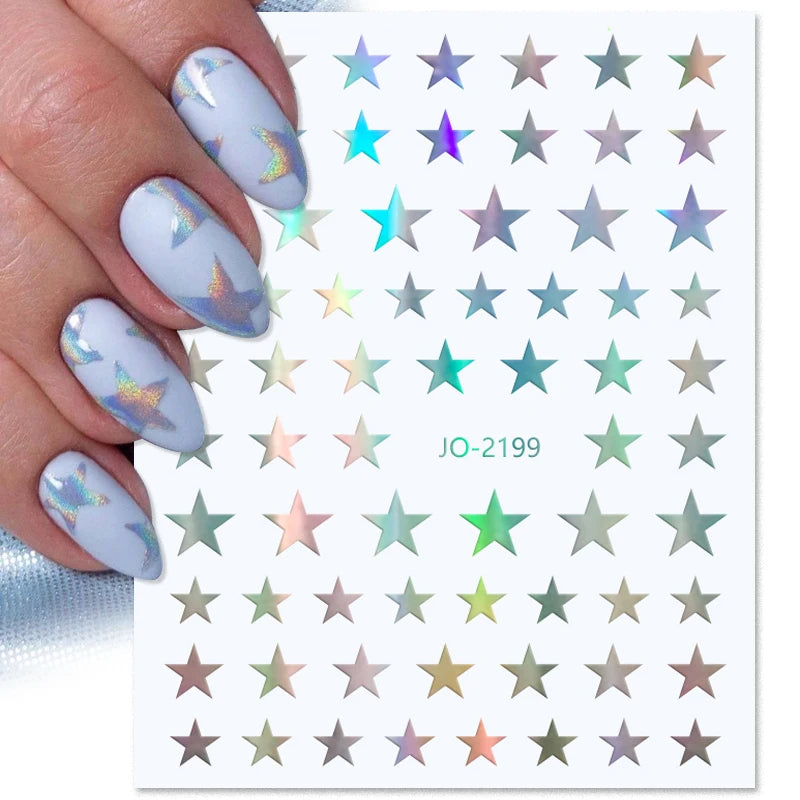 1PCS Black White Butterfly Laser Nail Stickers Y2K Nail Art Decoration Abstract Lines Bronzing Flowers Stickers For Nails