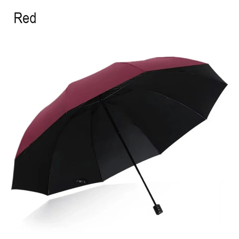 Extra Large 12-Rib Reinforced Umbrella Windproof UV Protection Heavy Rain Compact Fold Design 130cm for Sun And Rain