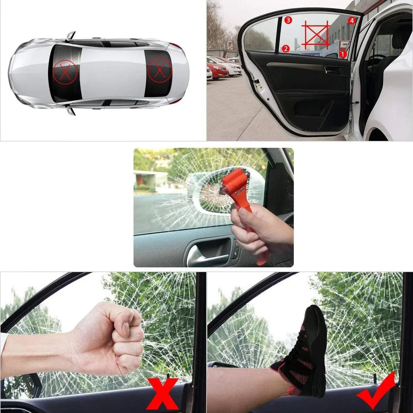 Vehicle Safety Hammer 1/2/4pcs  Emergency Break Window Glass Easy Use For Car Window  Survival Life Rescue Tools Escape Tools
