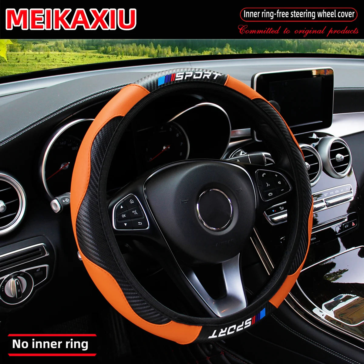 All-Season SPORT Carbon Fiber Steering Wheel Cover (without inner ring) is suitable for 37-38cm automotive interior accessories.