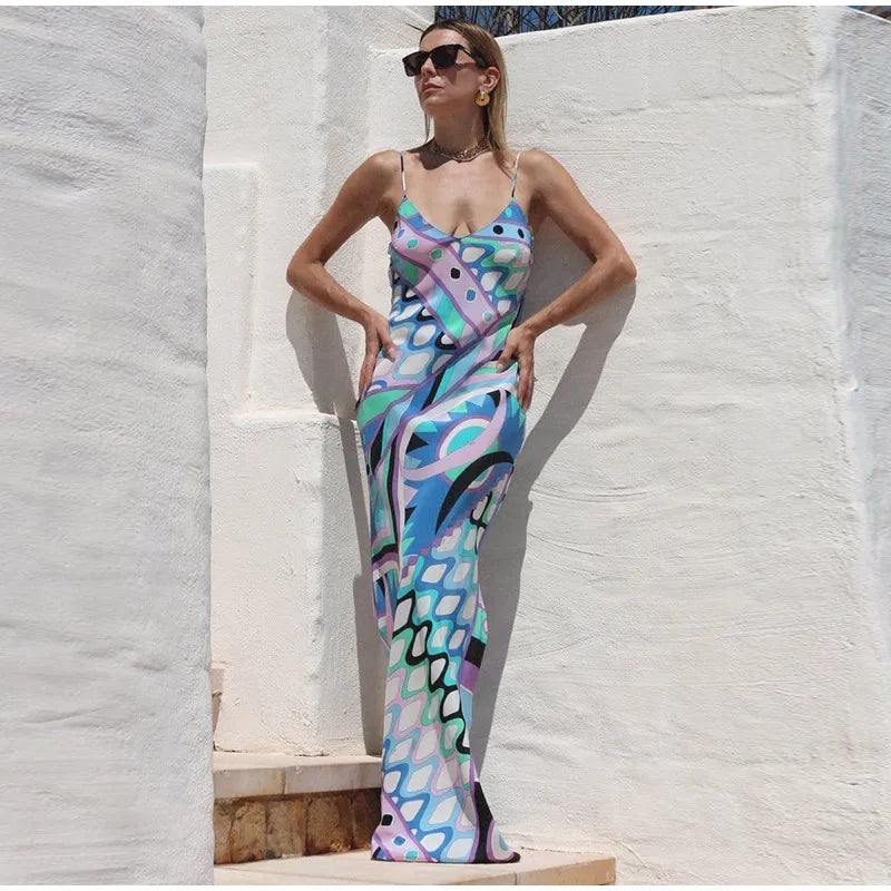 Fashion Halter Printed 3 Pieces Sets Women Lace Up Sleeveless Backless Tops Mini Shorts Asymmetric Skirts 2026 Summer Lady Suits