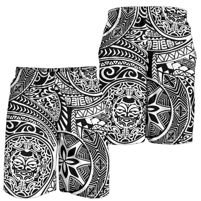 New 3D Printed Polynesian Tribal Turtle Hawaii Shorts Men's Beach Shorts Women Vacation Floral Sports Board Shorts Swim Trunks