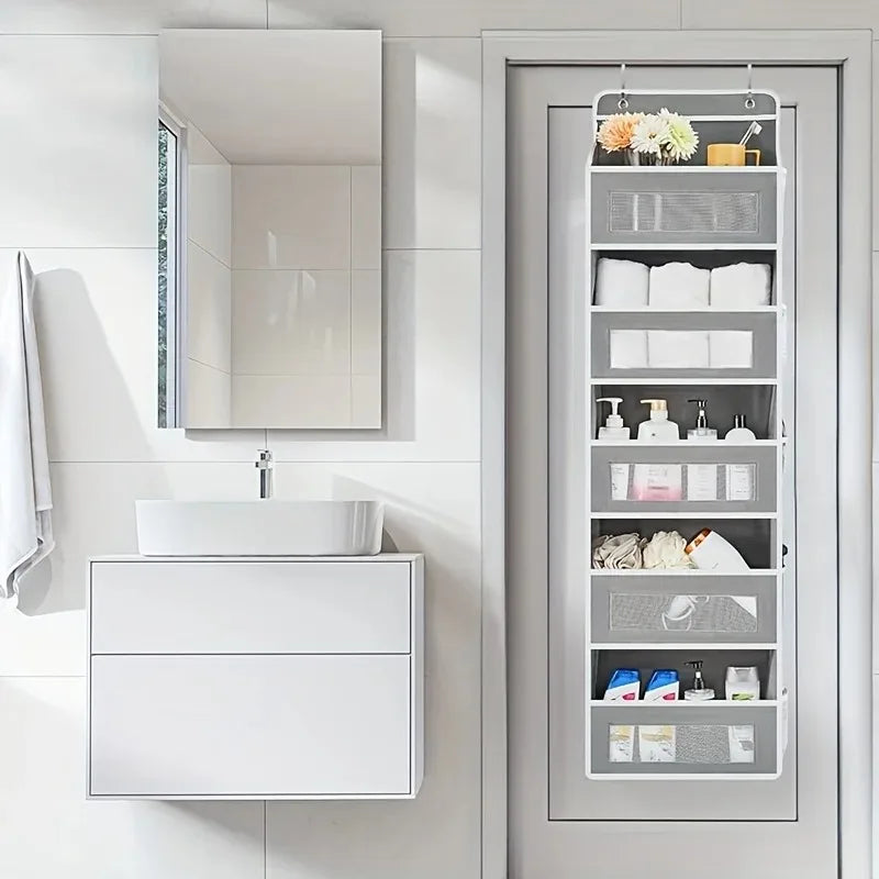 5-Shelf Hanging Storage Organizer - Behind Door Anti-Tilt 5 Large Capacity Pockets Suitable for Bedroom Bathroom