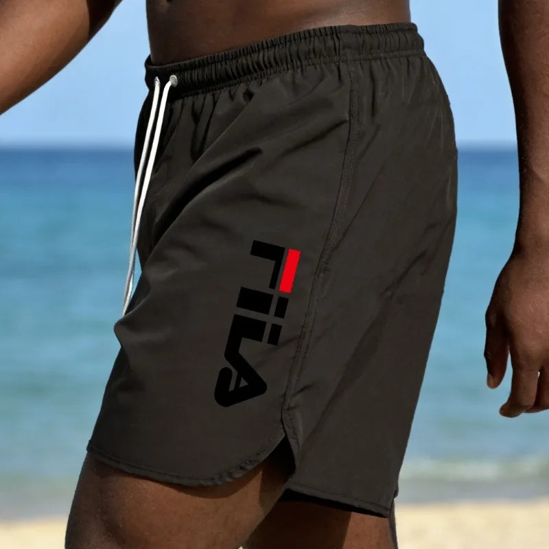 Men's Quick-Dry Beach Pants with Fashion Print, Comfortable Loose-Fit Surfing and Swimming Shorts
