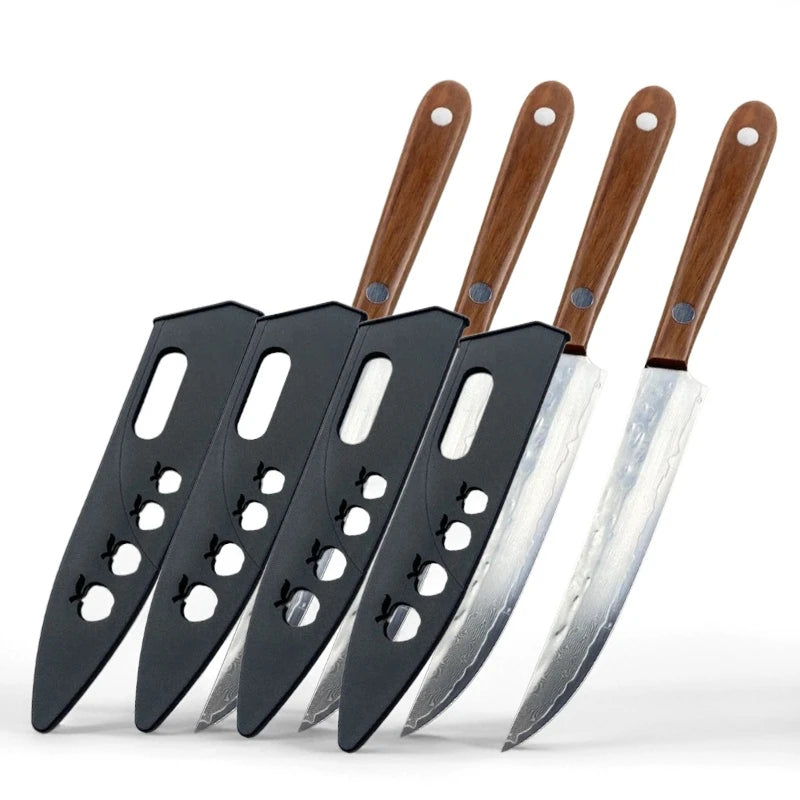 Premium 67-Layer Forged Damascus Steel Fruit Knife With Wooden Handle And Protective Sheath Meat Cutter Vegetable Slicer Knife