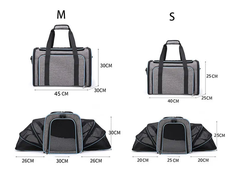 Pet Carriers Bag Portable Breathable Foldable Bag Cat Dog Carrier Bags Outgoing Outdoor Travel Pets Cats Handbag Safety Zippers