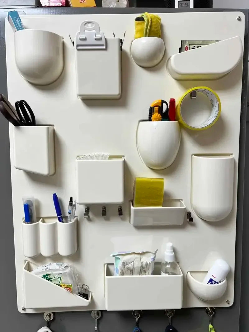 Wall-mounted Storage Rack with Hooks for Office, Kitchen and Workshop Children's Room Organizer with Adjustable Shelves