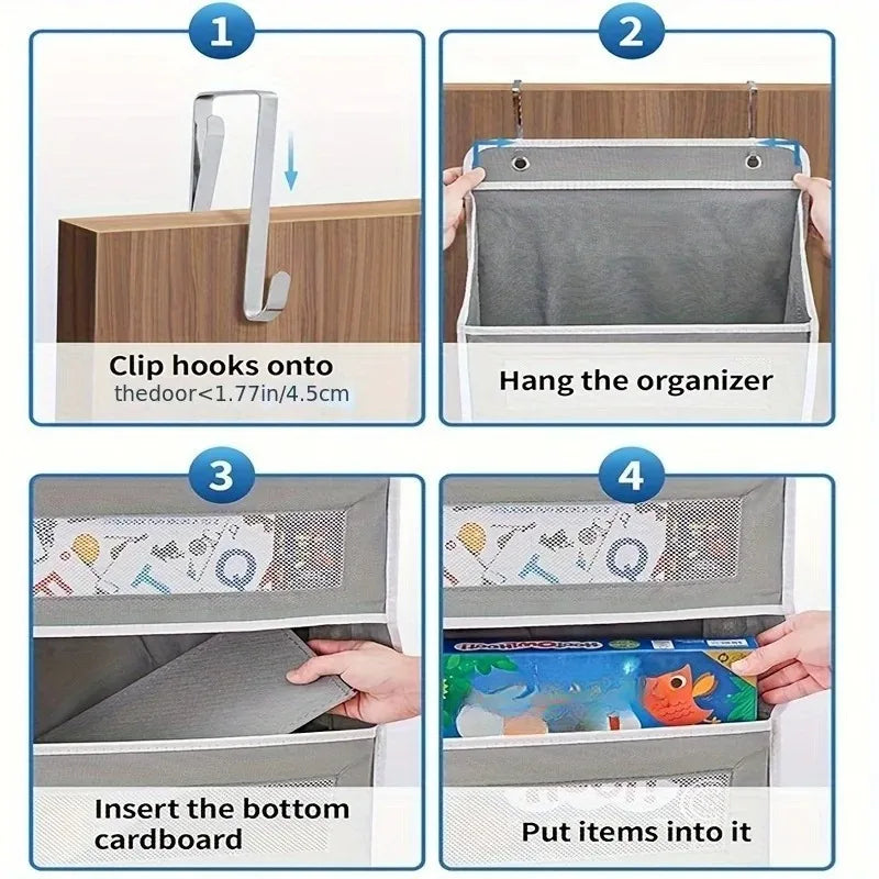 5-Shelf Hanging Storage Organizer - Behind Door Anti-Tilt 5 Large Capacity Pockets Suitable for Bedroom Bathroom