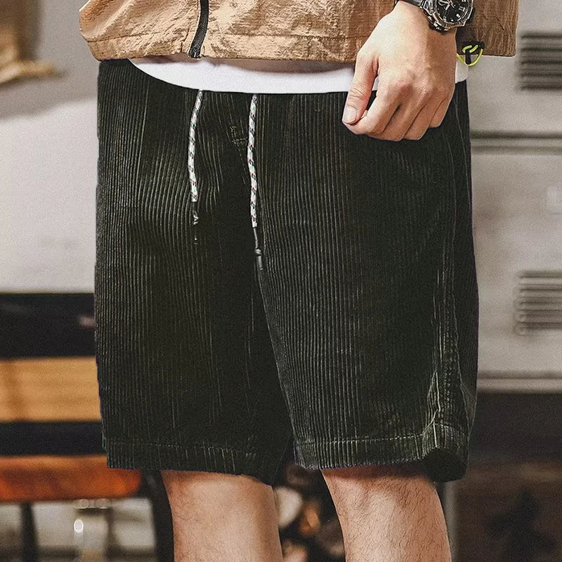 American Outdoor Beach Running Cargo Shorts Mens Summer Loose Casual Corduroy Waist Drawstring Shorts Basketball Sports Shorts