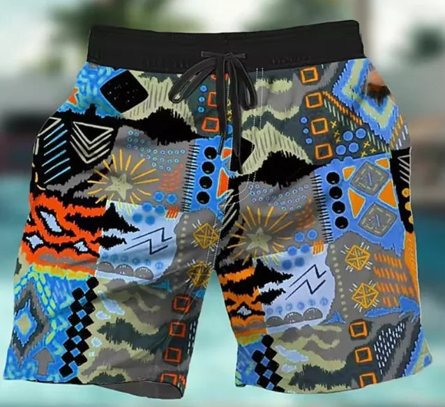2024 Summer Hawaiian Beach Shorts Holiday Casual Colorful Plaid Print Sportswear Quick Drying Trunks Ice Shorts Hawaii Swimsuit