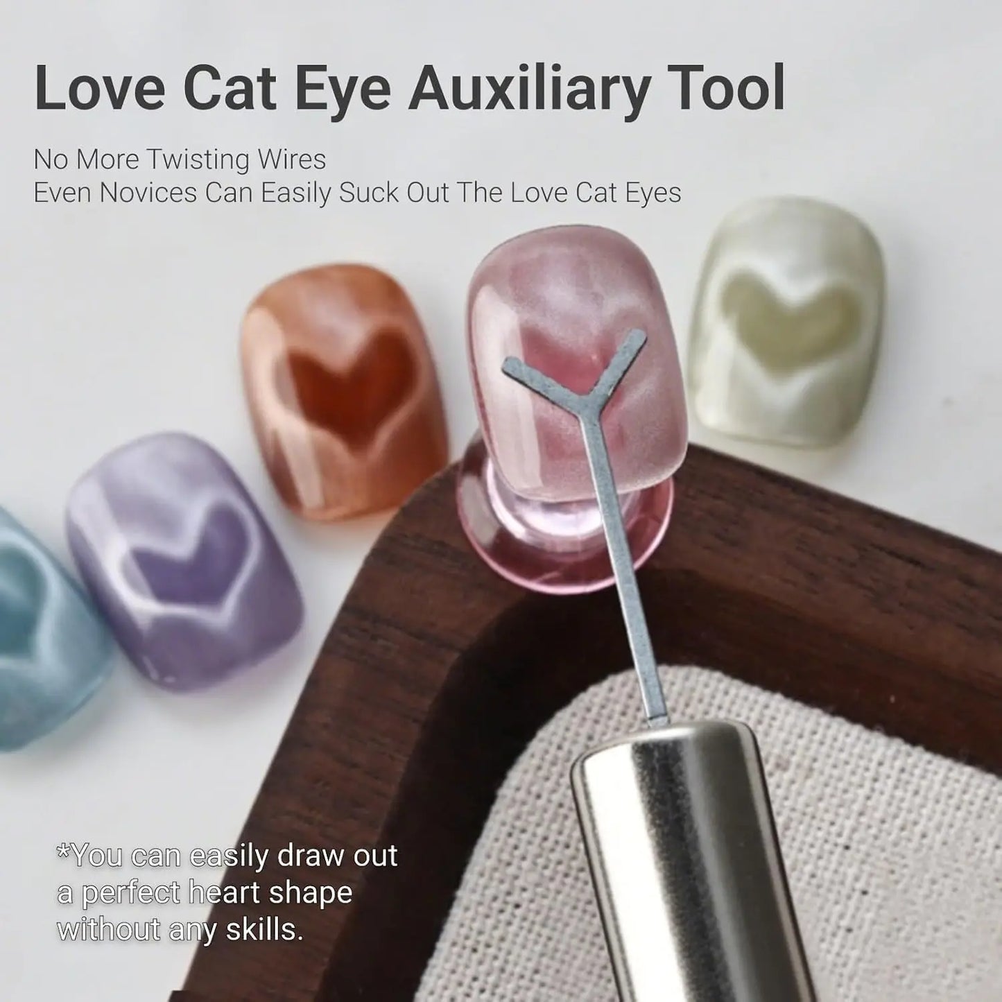 2/3Pcs Heart Cat’Eye Nail Magnet Set Y-shape,Cylinder Magnetic Stick for Creat French Cat Eye Love Shape On Nails Manicure Tools