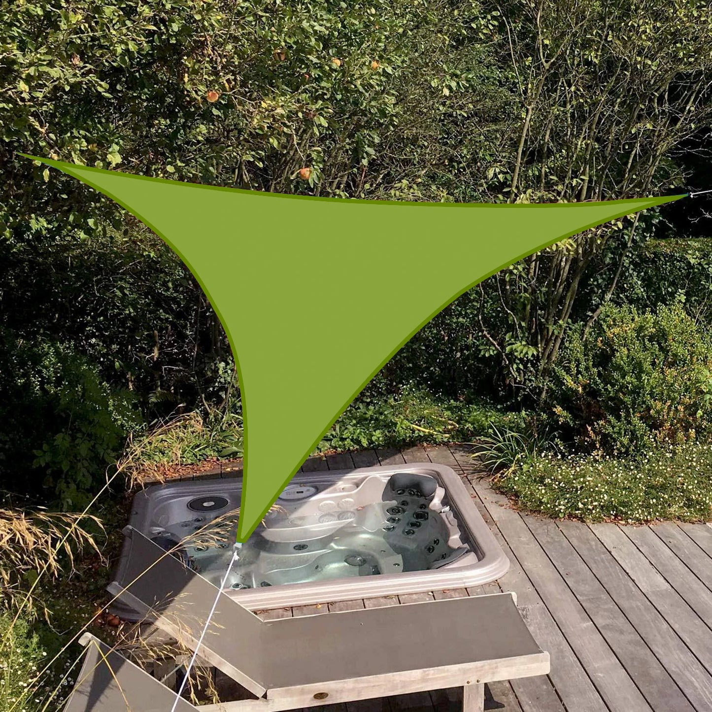 Portable  Triangle Sun Shade Sail, Easy-Install Shade Canopy for Pool Deck Party Playground green/grey orange