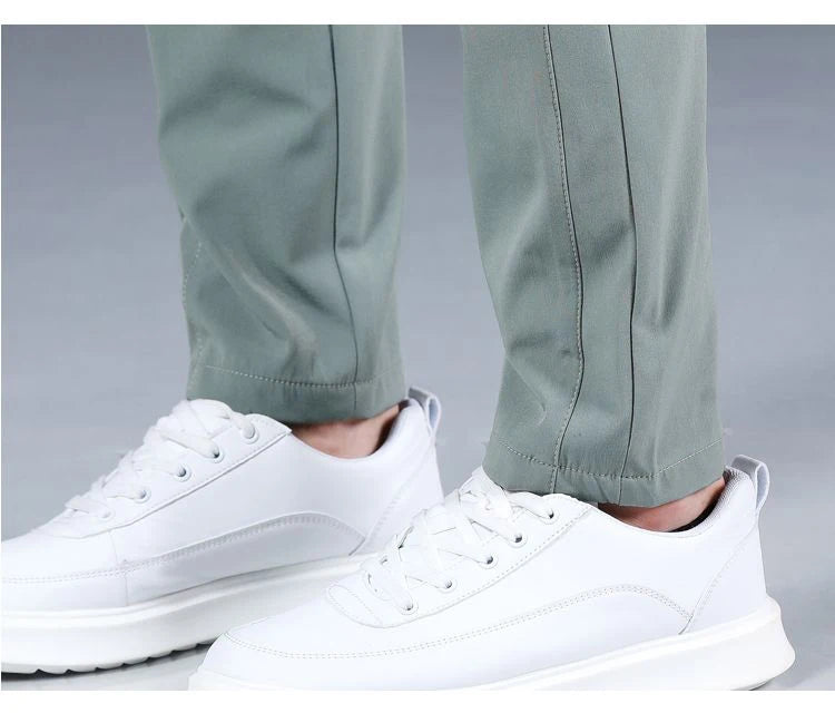 Ice silk men's pants 2025 summer new black gray thin business casual pants outdoor elastic breathable straight leg sports pants