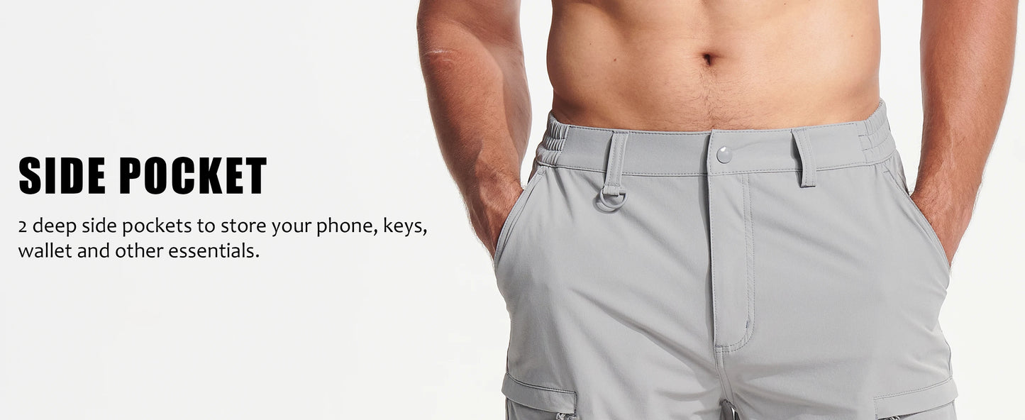 TACVASEN Waterproof Cargo Shorts Men's Summer Quick Dry Hiking Shorts Outdoor Multi-pockets Camping Training Work Shorts Man