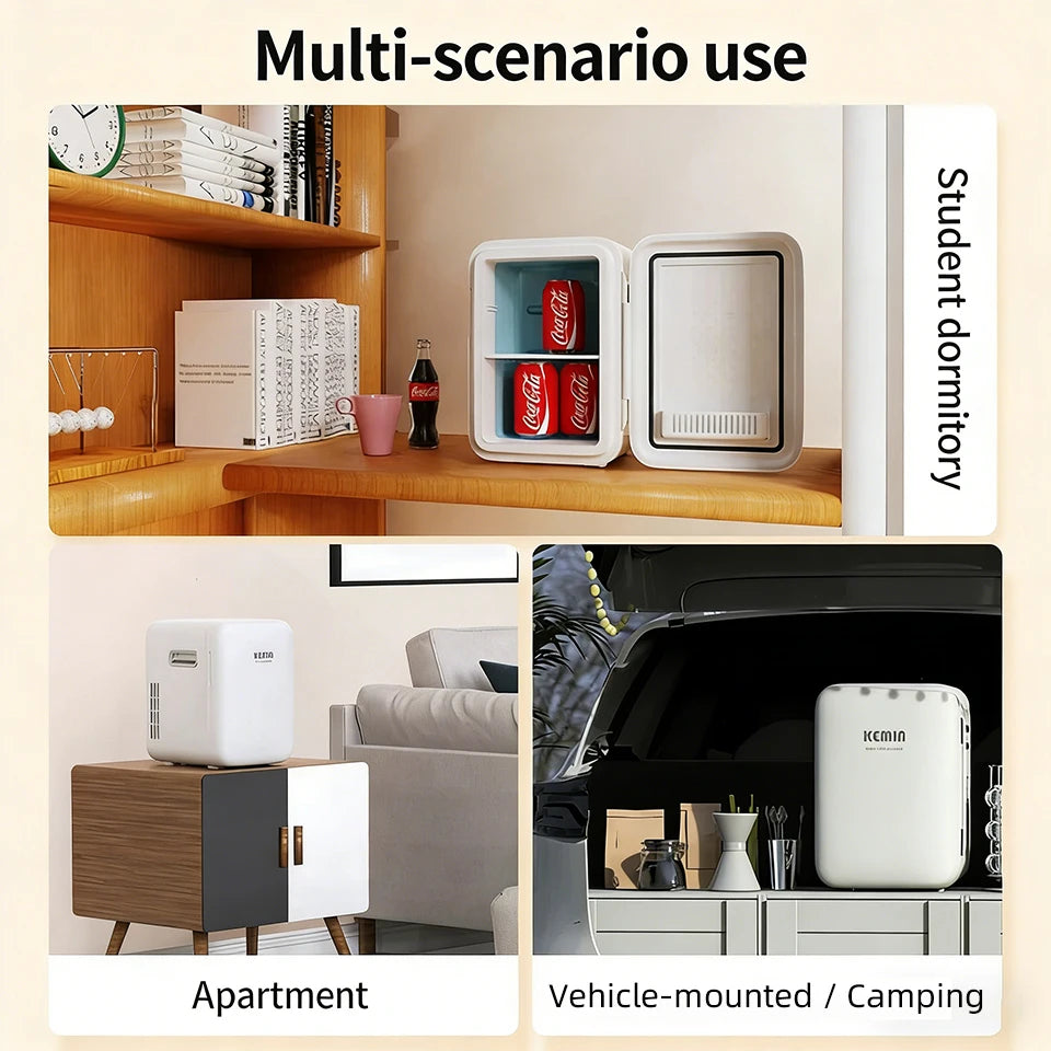 12V/220V 4L Small Refrigerator Mini Car Home Dual-use Refrigeration Cosmetics Refrigeration Heat Adjustable For Camping Travel