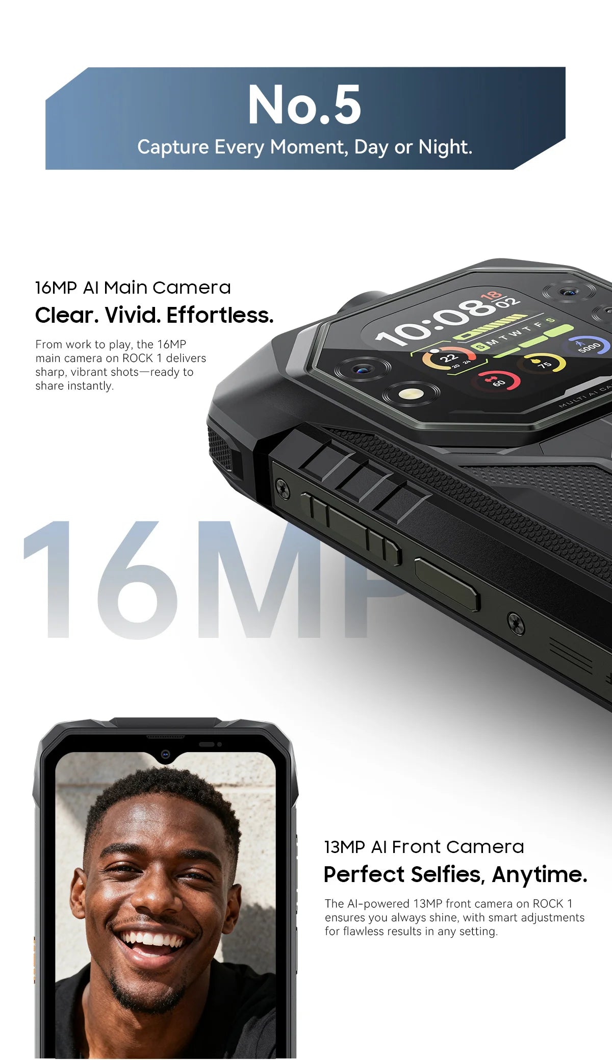 Blackview ROCK 1 AI Rugged Smartphone 6.56-inch 90Hz Display 256GB MediaTek Helio G81 Android 16 NFC Torch 15000mAh Cellphone