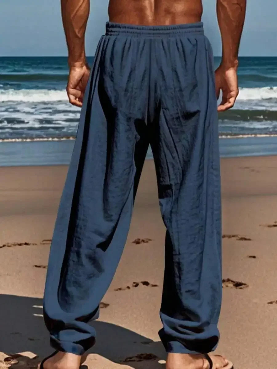 Men's Linen Wide Leg Casual Pants Are Loose Fitting, Breathable And Comfortable, Suitable For All Seasons And Versatile