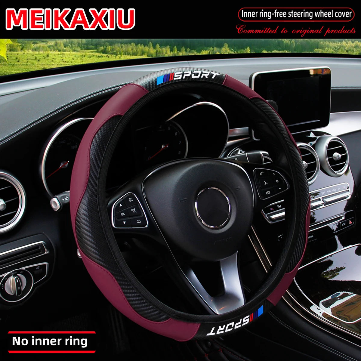 All-Season SPORT Carbon Fiber Steering Wheel Cover (without inner ring) is suitable for 37-38cm automotive interior accessories.