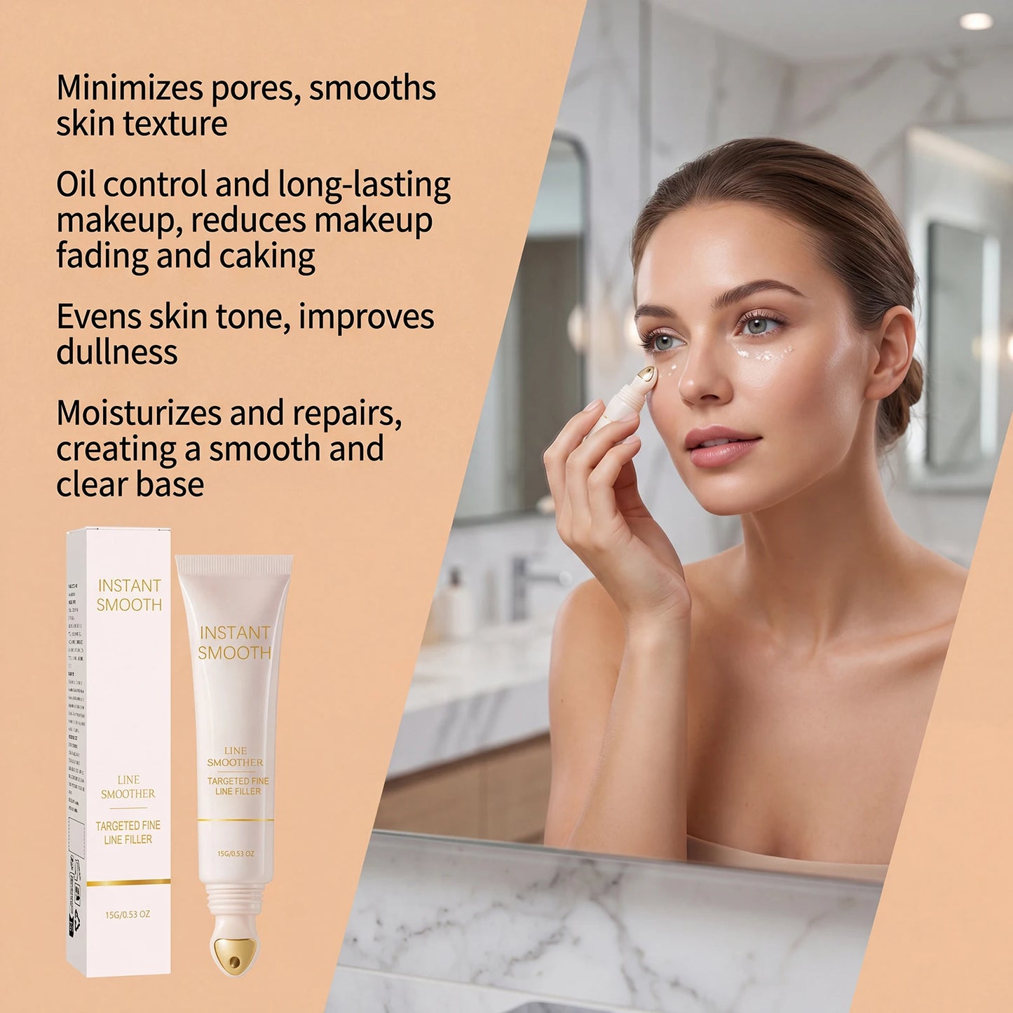 Soft and smooth makeup primer creates a clear, natural, and flawless makeup look that is light, moist and highly moisturizing.