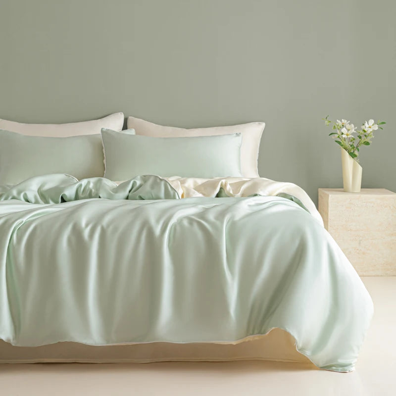 New Washed Ice Silk Bedding Set 4PCS Summer Cool Touch Rope Design Sheet Set Soft Breathable Hotel Luxury Twin/Full/Queen Size
