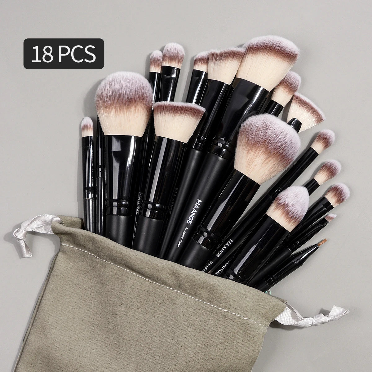 MAANGE Professional Makeup Brush Set 18PCS Premium Synthetic Foundation Powder Concealers Eyeshadows Makeup Brushes with Bag