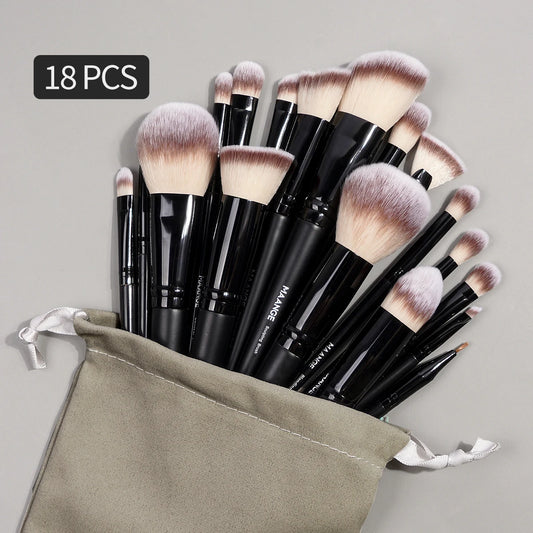MAANGE Professional Makeup Brush Set 18PCS Premium Synthetic Foundation Powder Concealers Eyeshadows Makeup Brushes with Bag