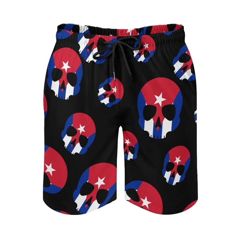 Cuban Flag 3d Print Cuba Swim Trunks Men Drawstring Quick Dry Street Beach Shorts Swimwear Bathing Suits Surf Board Shorts