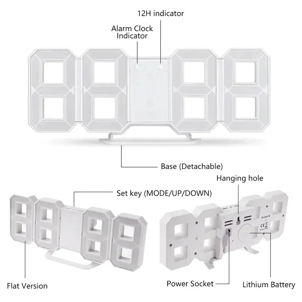Digital Decoration for Bedroom Desk Watches Led Wall Clock Living Room Alarm Modern Home and Decoration Electronic Table Decor
