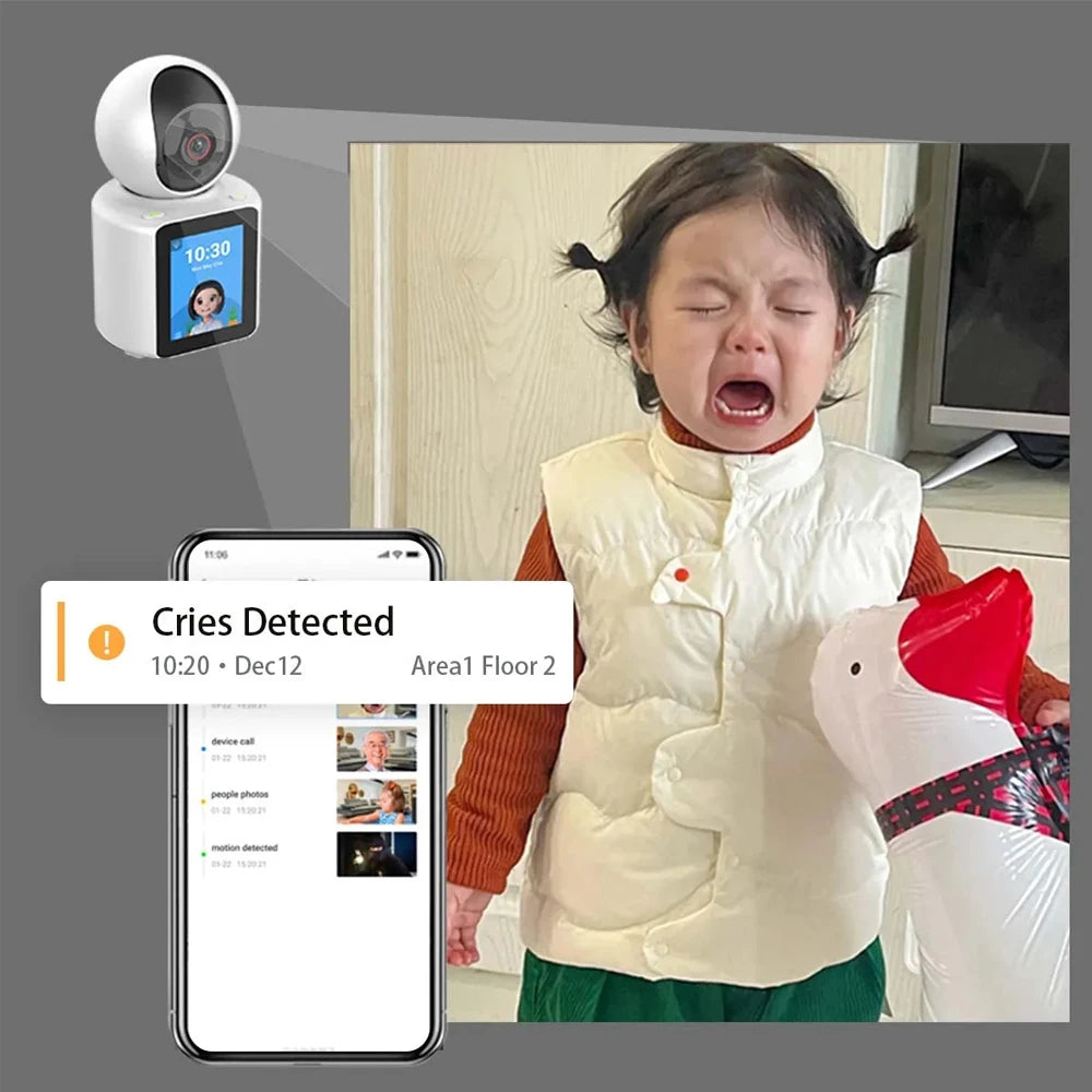 Security WIFI Camera with Screen Watch 1080P Two-way Audio Video Calling PTZ Home CCTV Surveillance Wi-Fi Baby Monitor Camera
