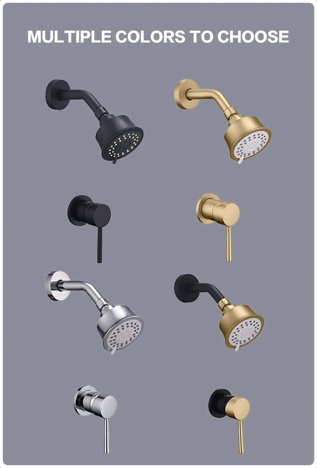 High Quality Brushed Gold Wall Mounted Bathroom Shower Mixer Brass Faucet Hot Cold Water Mixer Tap ABS Head Rainfall Shower Set