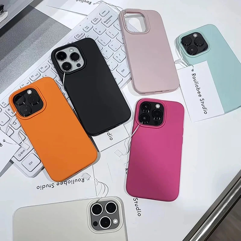 Candy Color Lichee Pattern Soft Phone Case For iPhone 17 Pro Max 11 12 13 14 15 16 Pro Max 17 Air 16E X XS XR Shockproof Cover