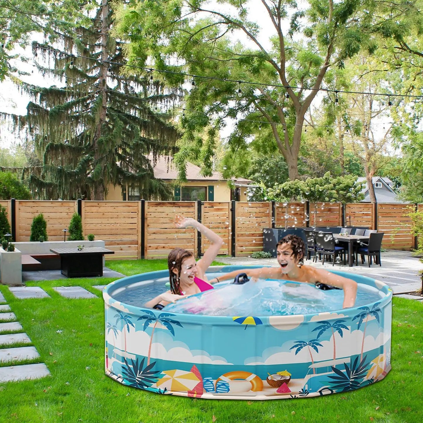 Children's swimming pool, diameter 90/120/160 cm inflatable and foldable outdoor large-size children's paddling pool summer pet