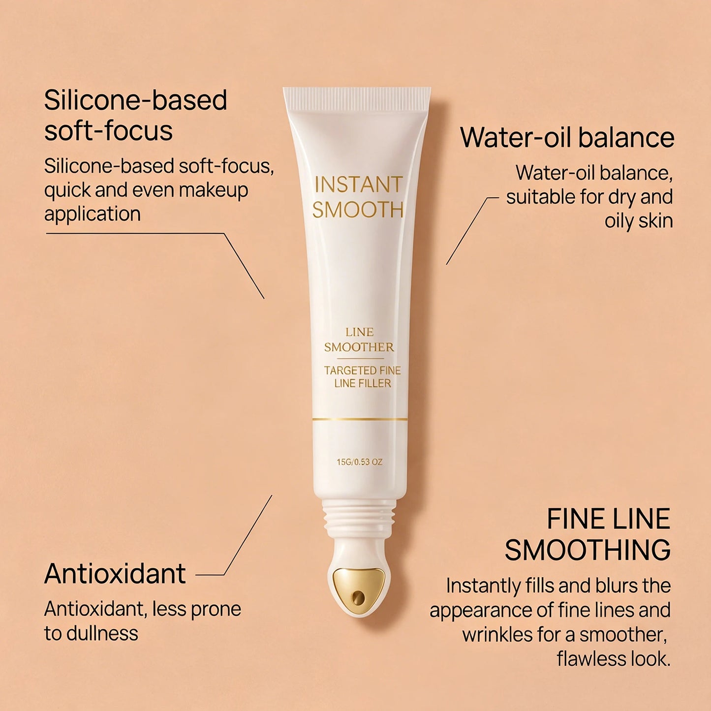 Soft and smooth makeup primer creates a clear, natural, and flawless makeup look that is light, moist and highly moisturizing.
