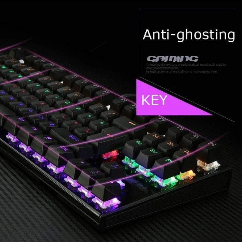 Gaming Keyboard Mechanical 26 Keys USB Wired Anti Ghosting RGB LED Backlit Ergonomic Programmable Durable Responsive Gamer