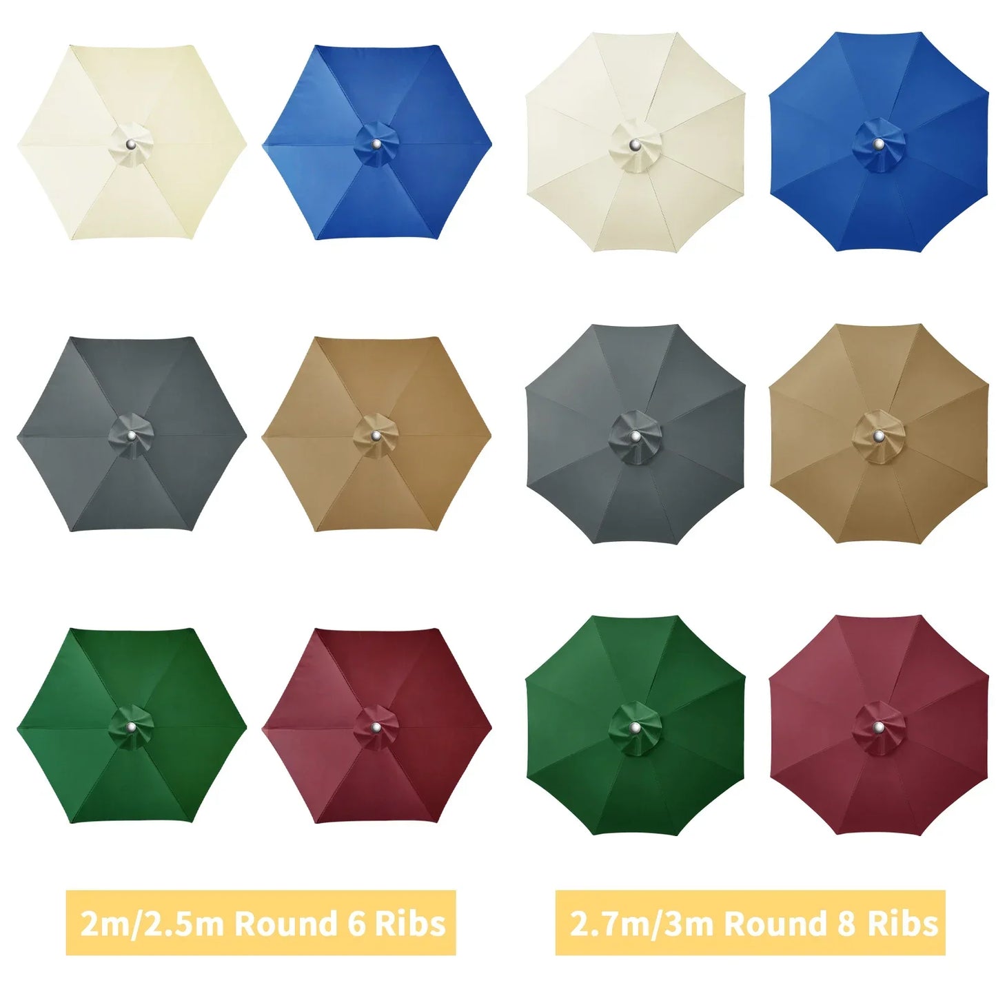 Parasol Replacement Cover 6 Ribs/8 Ribs Market Patio Umbrella Cloth Canopy Cover Waterproof Sunshade For Outdoor Garden